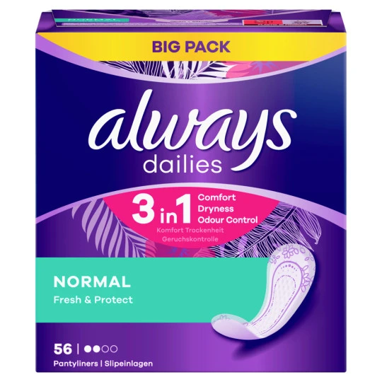 Always® Fresh & Protect Normal Slipeinlagen BigPack 56ST 3 Always® Fresh & Protect Normal Slipeinlagen BigPack 56ST